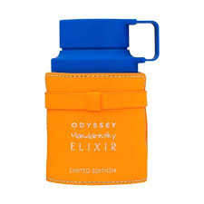 Armaf Odyssey Mandarin Sky Elixir Limited Edition frasco naranja y azul